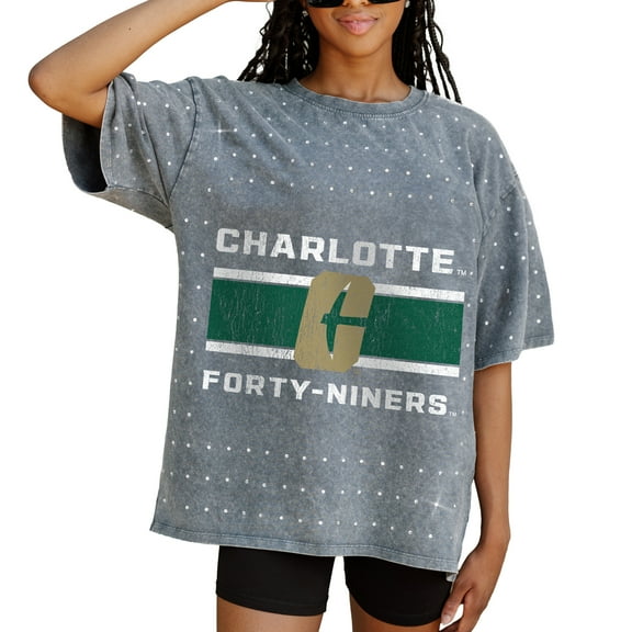 Women's Gameday Couture Gray Charlotte 49ers On the Ball Oversized T-Shirt