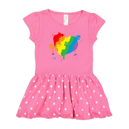 

Inktastic Pride Finger Paint Dog Paw Print Heart Design Gift Toddler Girl Dress