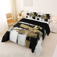 thumbnail image 2 of Homewish Black Gold Stripes Full Size Comforter Sets,Abstract Grunge Bedding Comforter Set,Black Reversible,3 Pieces,1 Comforter and 2 Pillowcases, 2 of 7