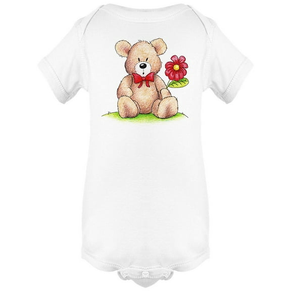 Teddy Bear With Big Rose Bodysuit Infant -Image by Shutterstock, 6 Months