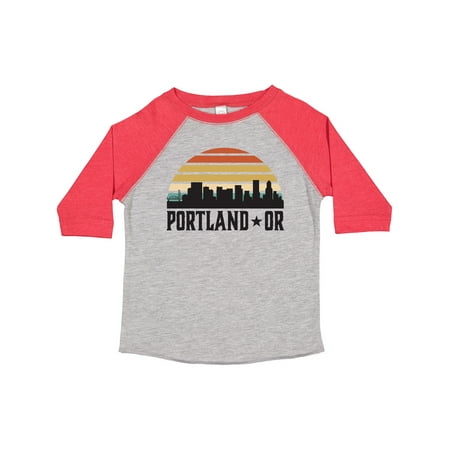 

Inktastic Portland Oregon Skyline Retro Sunset Gift Toddler Boy or Toddler Girl T-Shirt