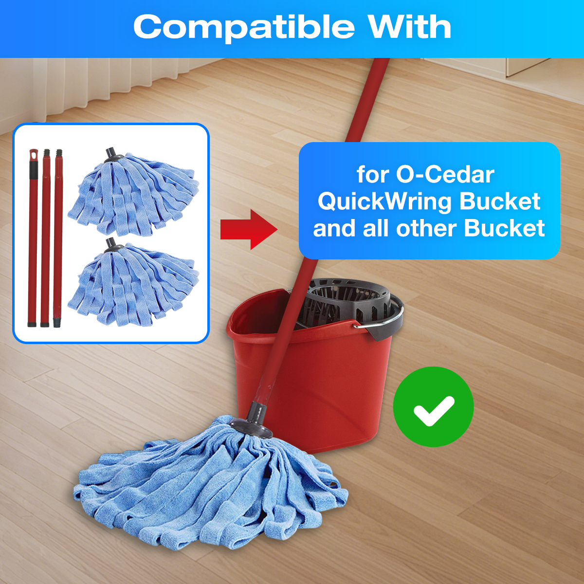 Home Times Spin Mop Set with 2 Microfiber Refills photo 3