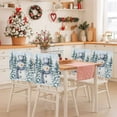 thumbnail image 2 of Christmas Blue Snowman Chair Covers Set of 1 Winter Snow Scene Pine Tree Forest Bird Chair Back Covers Stretch Removable Washable Slipcovers Protector for Dining Room Kitchen Party Decor, 2 of 5