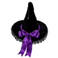 thumbnail image 2 of Halloween Witch Hat Women, Gothic Velvet with Wide Brim and Bow, Halloween Costume Hat for Women Purple, 2 of 4