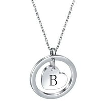 HIJONES Initial Necklace for Women Stainless Steel A to Z Letter Pendant Charm with Chain Silver B