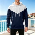 thumbnail image 2 of Qgtaibl Mens Hooded Pullover Casual Color Block Drawstring Hoodie with Pockets Soft Loose Fit Streetwear Long Sleeve Sweatshirt White XXL, 2 of 5