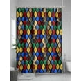 thumbnail image 5 of Abstract Shower Curtain, Stained Glass Moroccan Texture Waterproof Shower Curtain Set with 12 Hooks Lightweight Washable Fabric Shower Curtains for Bathroom 72x84 Inches, 5 of 6