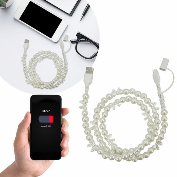 BotaniNest 2 In 1 Pearl USB Fast Charging Cord With Durable Nylon Braided Design For Smartphones And Tablets