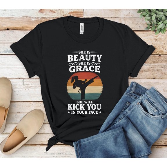 Retro Sunset Martial Arts Graphic T-Shirt Size S-5XL