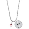 thumbnail image 1 of Delight Jewelry Crystal Light Pink Channel Drop Silvertone Script Initial Disc - T - Charm Necklace, 20"+3", 1 of 4
