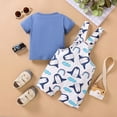 thumbnail image 2 of Boy Outfits Gentleman Playsuit Clothes Cute Pattern Print Tops Shorts Overalls Outfits Toddler Boy Summer Clothes Blue 6 Months-12 Months, 2 of 7