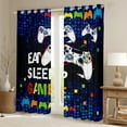 thumbnail image 2 of Erosebridal Eat Slepp Game Curtains for Living Room, Blue Geometric 30%-50% Blackout Curtains Set of 2 (42x63), Cartoon Gamepad Curtains and Drapes (42x63), Window Drapes Room Decor, 2 of 6