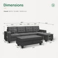 HONBAY Convertible Sectional Storage Sofa with Reversible Chaise, Dark