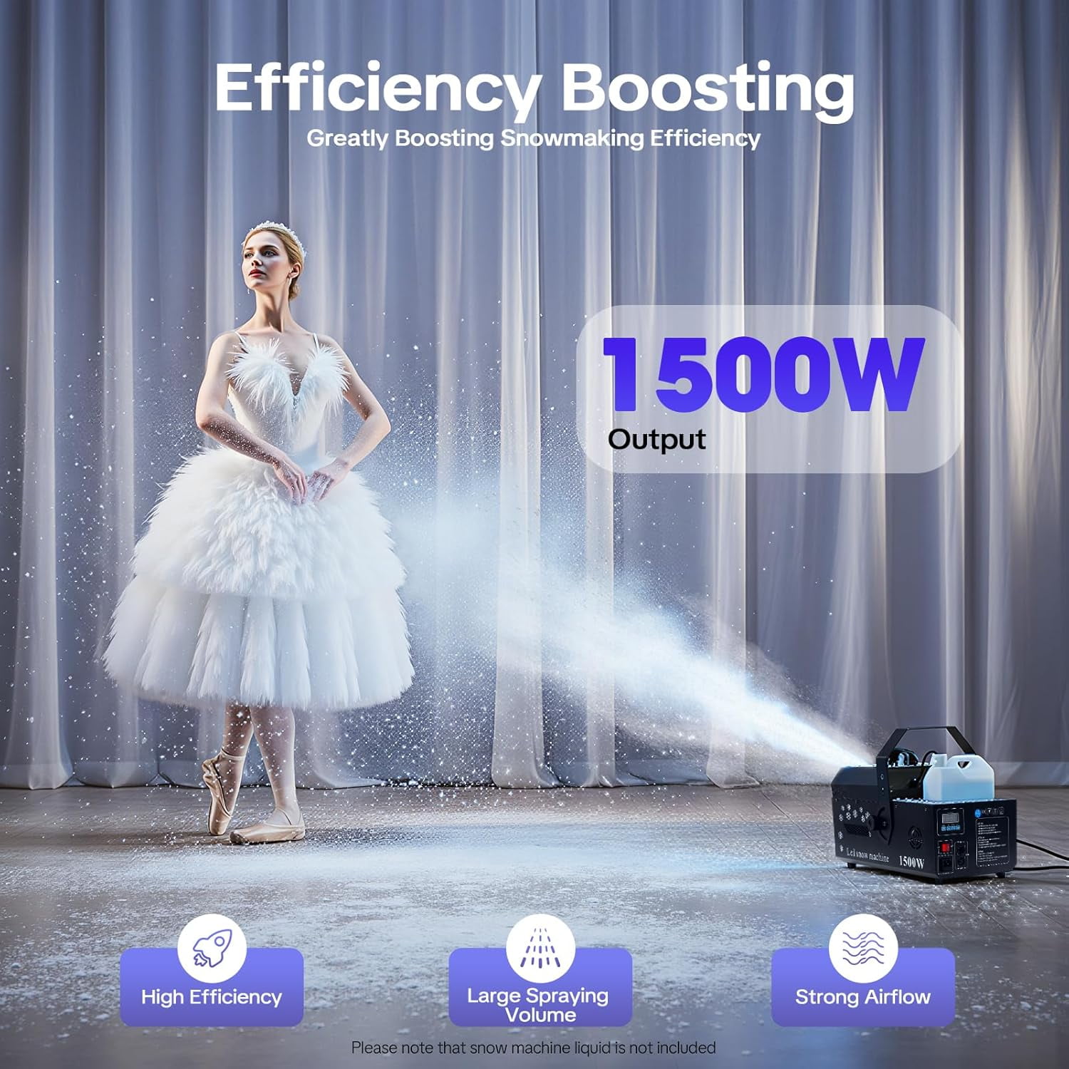Miumaeov Snowflake Machine 1500W 12 LED DMX Stage Snowflake Machine with Wireless Remote Snow Machine for Parties Stage Wedding Live Concert Dj and Family Gatherings