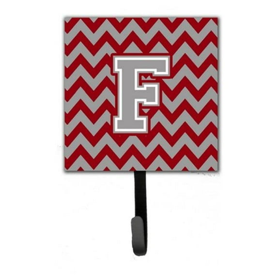 Letter F Chevron Crimson & Grey Leash or Key Holder
