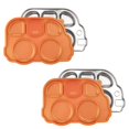 thumbnail image 1 of Innobaby Assiette de Bus en Acier Inoxydable avec Couvercle Sectionnel, Plateau Divisé Résistant aux Fuites, Forme Amusante Inventée par Maman pour Bébés, Tout-Petits et Enfants, Assiette Sans BPA, Orang, 1 of 4