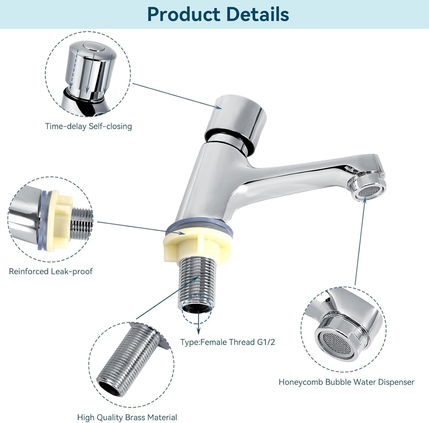 ABCISI Single Hole Bathroom Faucet, Face Basin Faucet for Bathroom Sink, Restroom Faucet, Cold Water Faucet for Home or Outdoor G1/2