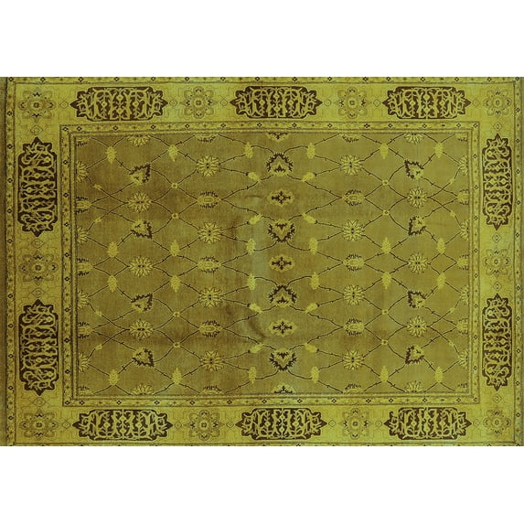 Ahgly Company Indoor Rectangle Oriental Turquoise Blue Industrial Area Rugs, 7' x 9'