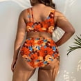 thumbnail image 5 of QUNYINEY Womens Bikini Swimsuits Floral 2 Piece Plus Size High Waisted Bathing Suits V Neck Triangle Push Up Swimsuit Sets, 5 of 9