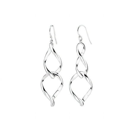 Fashion Rhodium Plated Drop & Dangle Figure 8 Link Earrings