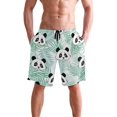thumbnail image 2 of Cute Panda Palm Leaf Beach Board Shorts Quick Dry Swim Shorts with Pockets, 2 of 6