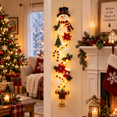 thumbnail image 2 of Glowing Christmas Snowman Door Hanger, Lighted Christmas Door Hanging Decor with Warm Lights, Snowflakes,Bells,Vertical Holiday Decoration for Front Door, Porch & Entryway(Snowman-B), 2 of 5