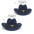 thumbnail image 6 of tasrioml Western Cowboy Hat for Men Women Wide Brim Sun Protection Fedora Beach Hat Wool Cowgirl Felt Hat with Adjustable Strap, 6 of 8