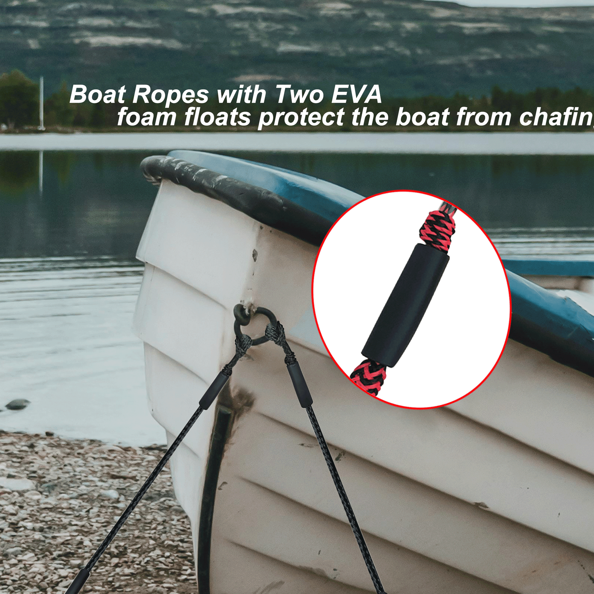 4FT Bungee Dock Line Mooring Rope with Built-in Bumpers, Ideal for Docking Accessories for Kayaks, Watercraft, SeaDoos, Jet Skis, Pontoons, Canoes, and Power Boats - 2 PCS Red Black