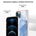thumbnail image 4 of ELEHOLD for iPhone 12 Pro Max 6.7 inch Marble Case, Clear Electroplated Frame Soft TPU Anti-Scratch Wear-Resistant Wireless Charging Slim Fit Transparent Case for iPhone 12 Pro Max, Blue, 4 of 5