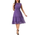 thumbnail image 1 of Vestido de gasa sin mangas para mujer Inspire Chic, con cintura fruncida y estrellas metálicas doradas, vestido de fiesta púrpura M, 1 of 6