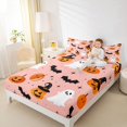 thumbnail image 2 of Manfei Cute Ghost Print Fitted Sheet Queen,Cute Halloween Pumpkin Face Bedding,3 Pieces,1 Fitted Sheet and 2 Pillowcases, 2 of 6