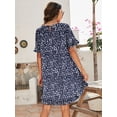 thumbnail image 3 of Boho Dresses for Women Floral Print Casual  Short Sleeve Tunic Dress Loose Summer Beach Holiday Sundress, 3 of 4