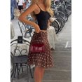 thumbnail image 3 of Brown & White Polka Dot Mesh High Waist A-Line Skirt For Women, 3 of 8