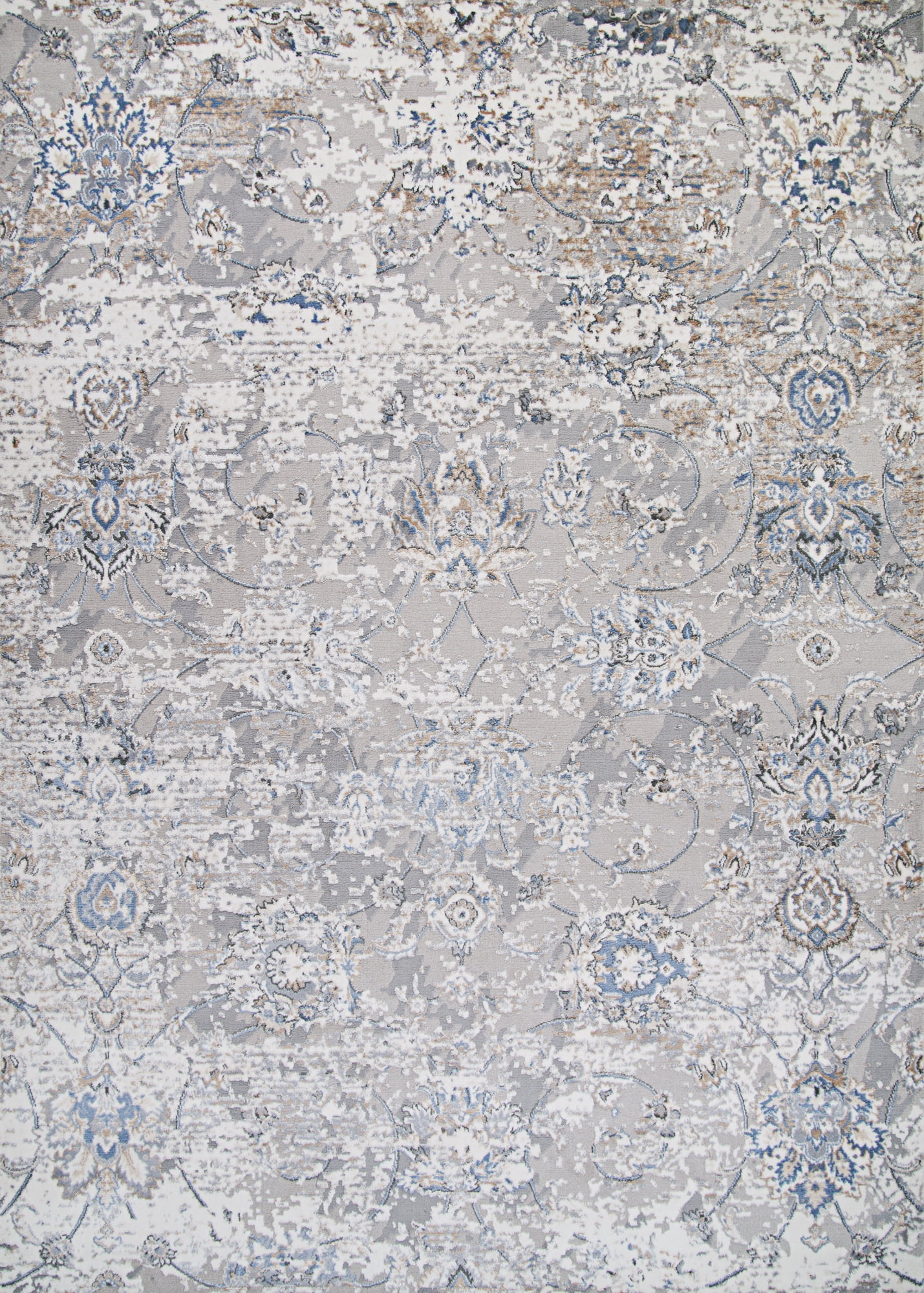 Couristan Brocatelle Oglive Silver-Cream Runner Rug