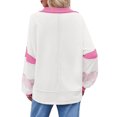 thumbnail image 2 of Women Color Block Sweatshirt Casual V Neck Long Sleeve Pullover Top, 2 of 4