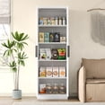 thumbnail image 4 of 71'' Tall Storage Kitchen Pantry Cabinet with Adjustable Shelves&Fluted Door, 5-Tier Cabinet for Living Room Kitchen Dinning Room Bedroom, White, 4 of 9