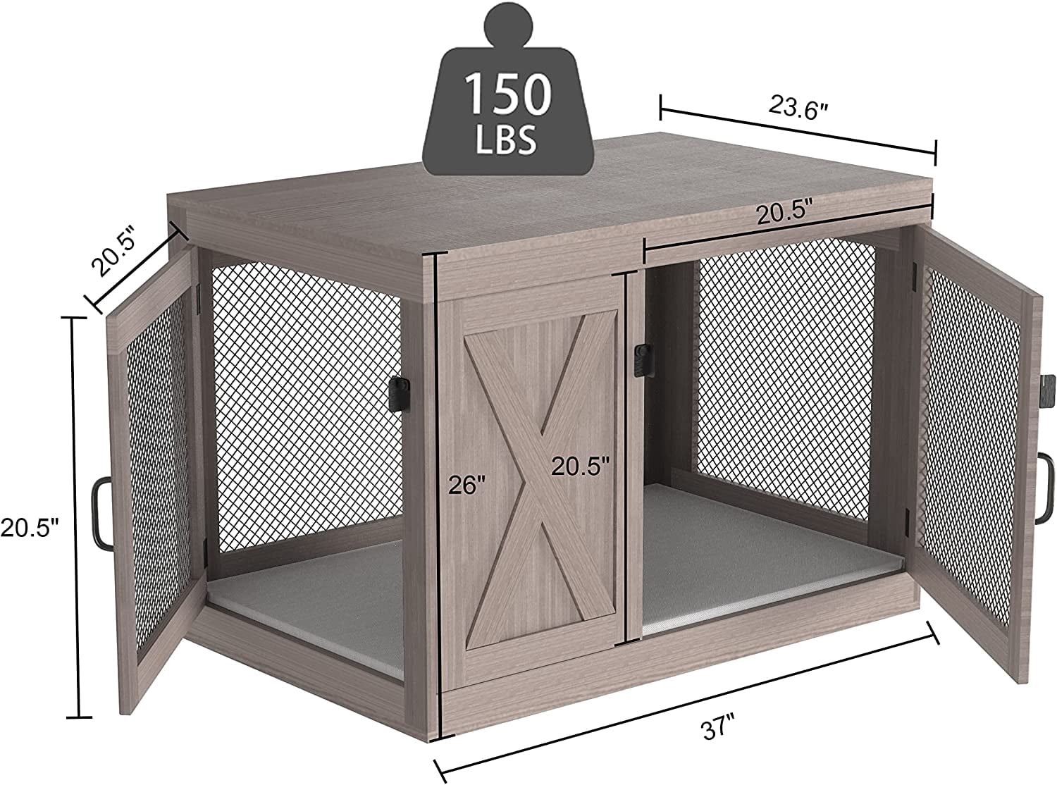 Tolead Wood Dog Crate, Kennel Side End Table, Indoor Dog Cage