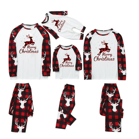 

Matching Christmas Cute Pjs for Family Xmas Holiday Funny Classic Plaid Pajamas Sets Long Sleeve Jammies Sleepwear