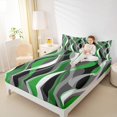 thumbnail image 4 of Manfei Green Stripes Adult Bed Sheets, Abstract Ombre King Sheets, Chic Geometric Artwork Sheet Set, Microfiber Bedroom Decor, 4 Pieces, 4 of 7