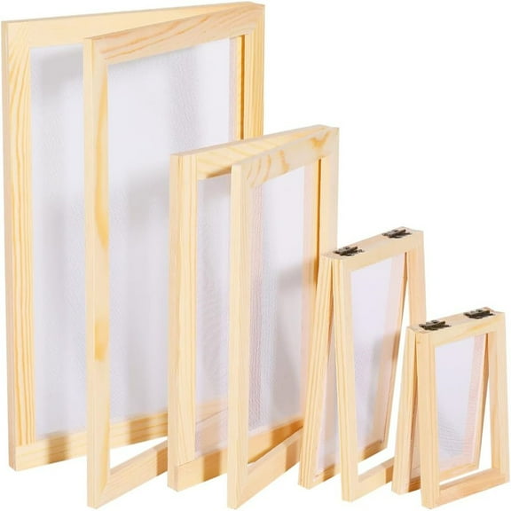 4 sizes 2 in 1 Wooden Paper Making Screen, Paper Making Mould, Wooden Paper Making Frame for DIY Paper Crafts A4, A5, A6 & A7