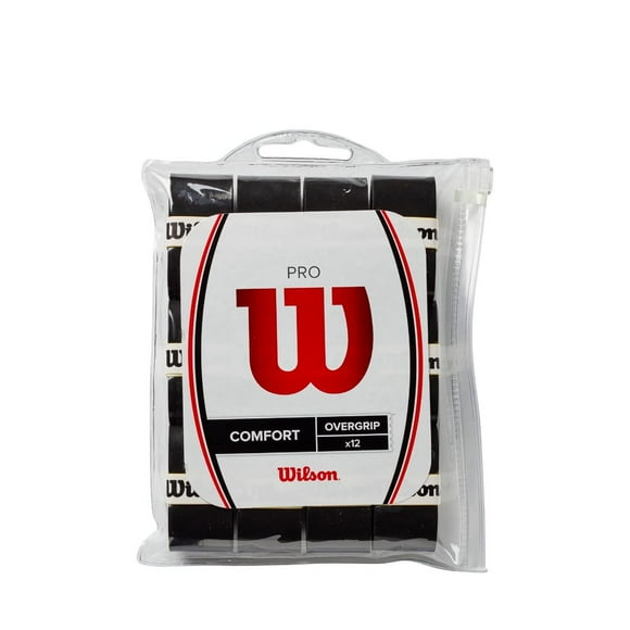 Tennis Overgrip WILSON Pro, paquete de 12 unidades, color negro