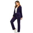 thumbnail image 4 of Classic Women's Long Sleeve Solid Velour Sweatsuit Set Hoodie and Pants Sport Suits Tracksuits Women Velvet Tracksuit Activewear Sport Set, 4 of 7
