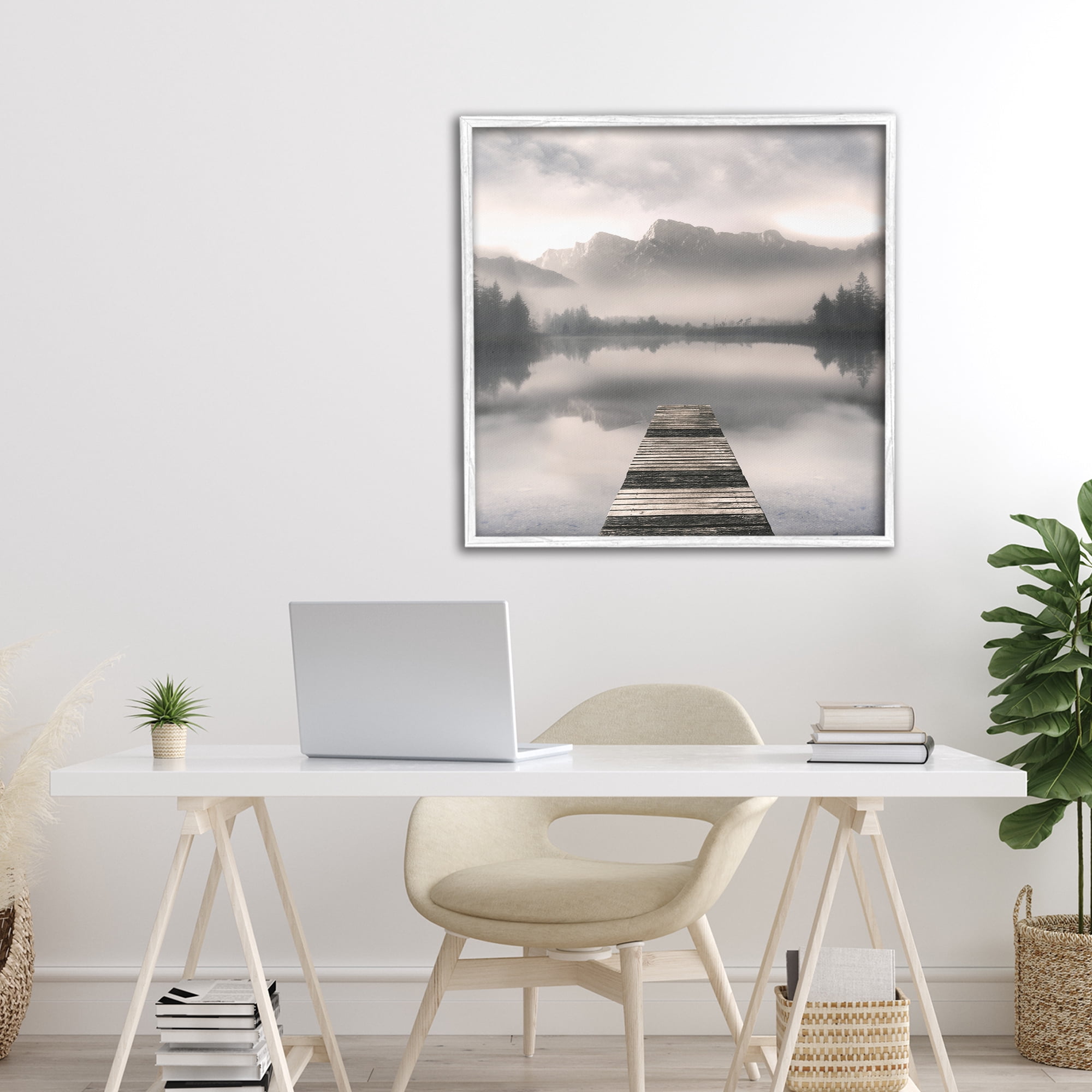 Stupell Industries Calm Reflective Waters & Mountains White Framed Giclee Art, design by Irene Weisz