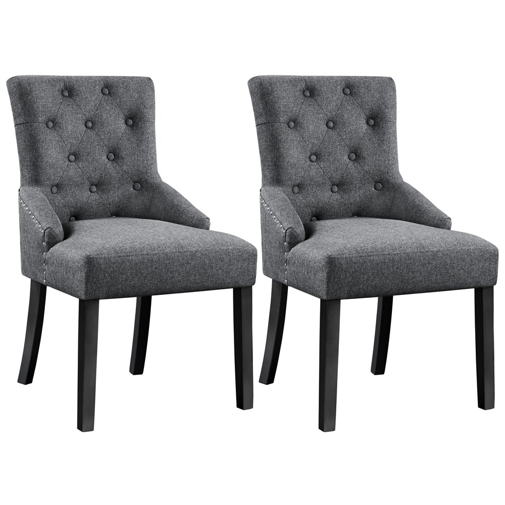 Alden Design Modern Upholstered Fabric Tufted Dining Chairs, Set of 2