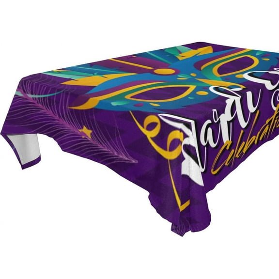 SKYSONIC Mardi Gras Rectangle Tablecloth Spill-Proof Polyester Table Cloth Table Cover for Kitchen Dining Picnic Holiday Party Decoration,60x120 Inch