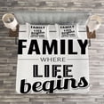 thumbnail image 3 of Ambesonne Retro Quilted Bedspread Set 3 Pcs, Family Phrase Motivation, King Size, Black Grey Grey, 3 of 3
