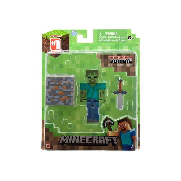 Jazwares Minecraft - Figurine Zombie avec Épée de Fer et Bloc de Minerai de Fer - 3 Po