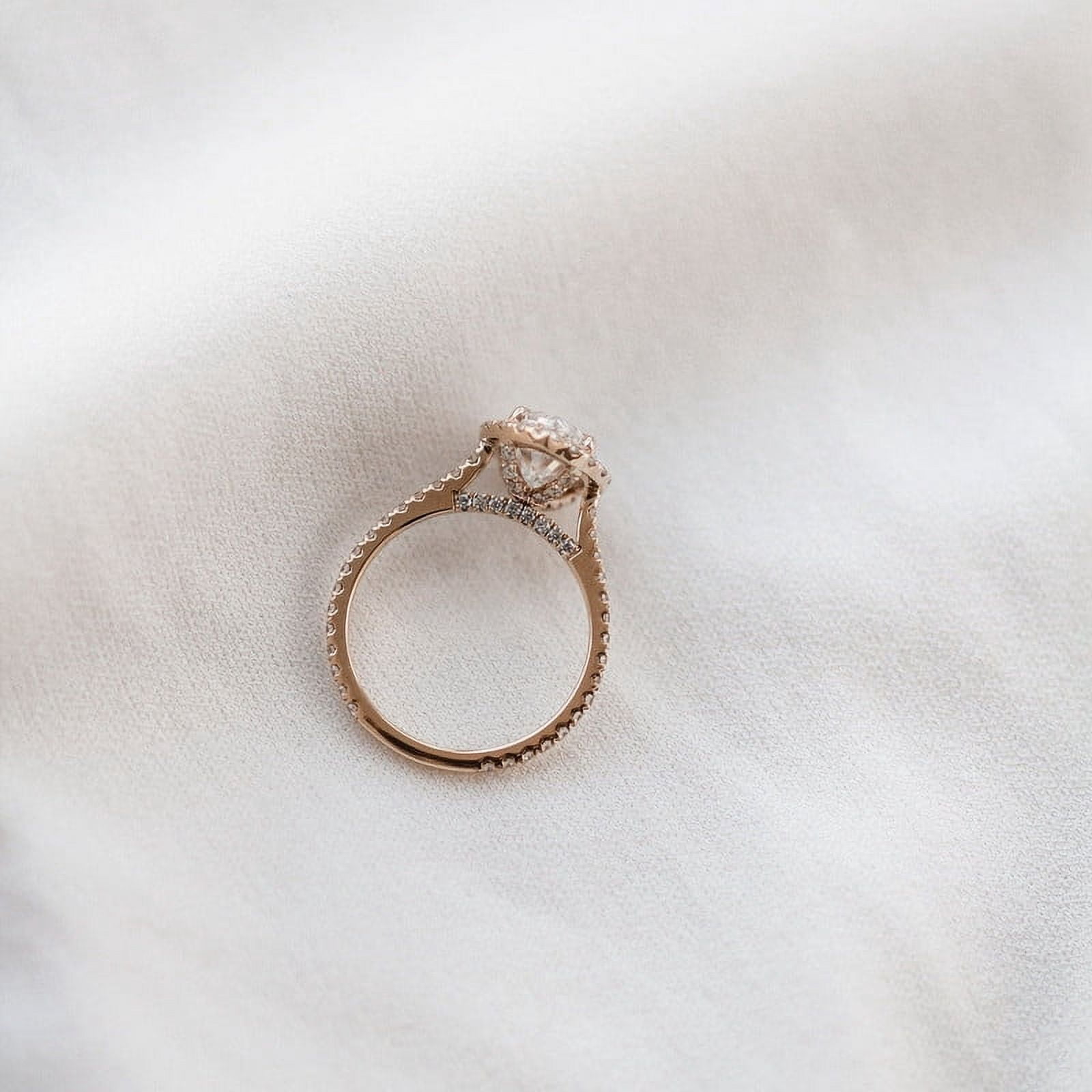 solitaire jewels 1.5CT Marquise Moissanite Halo Engagement Ring For Women, 10K Rose Gold