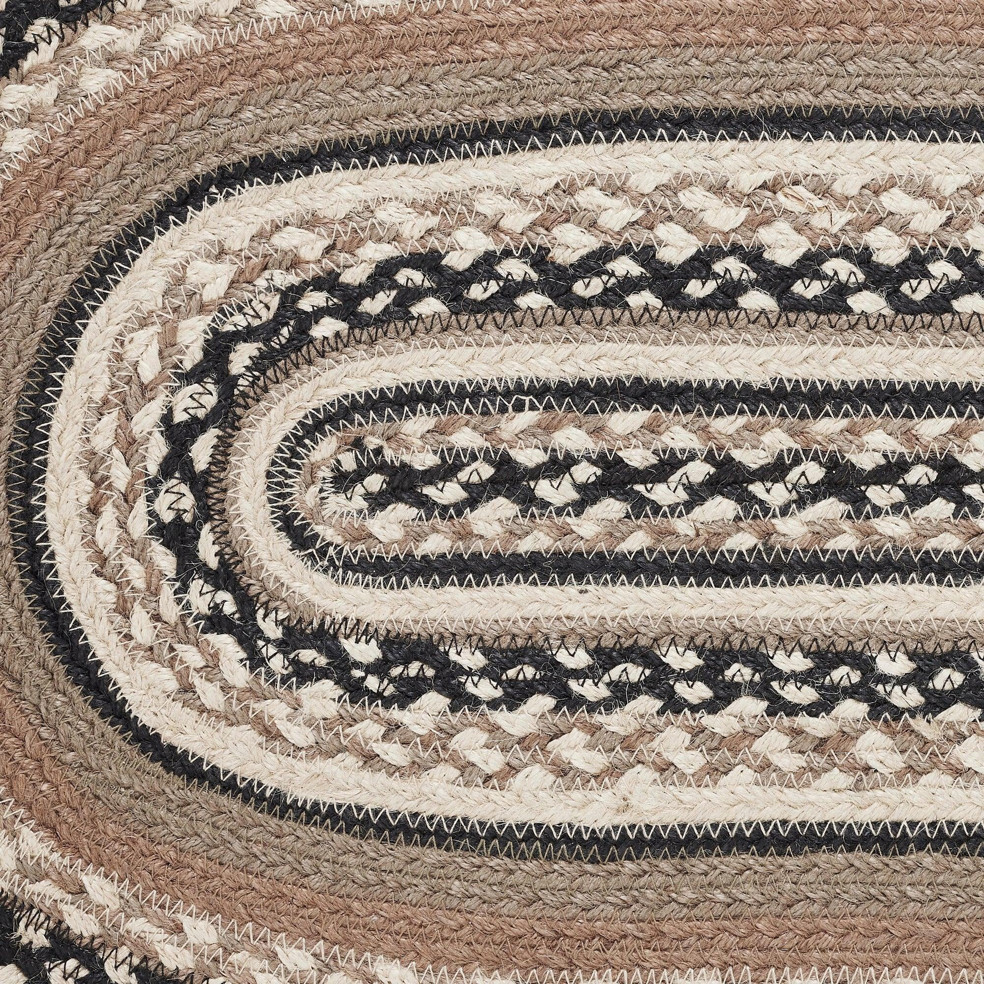 VHC Brands Sawyer Mill Charcoal Farmhouse Jute Oval Table Runner 13x37