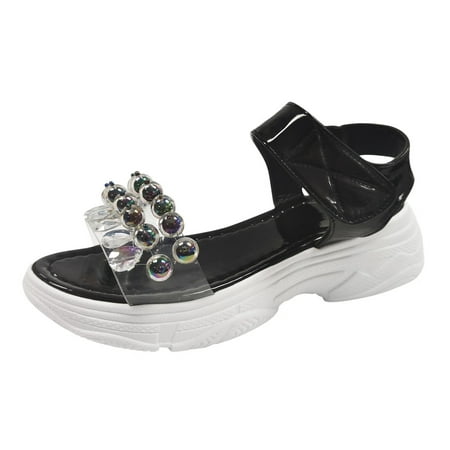 

Womens Sandals Women Platform Rhinestone Sandals Muffin Beaded Sequin Sandals Plus Size Fashion Women S Shoes Women S Sandals Pu Black 39